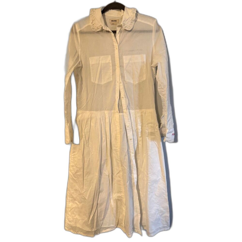 Zadig & Voltaire White Cotton Shirt Dress – Women's Medium